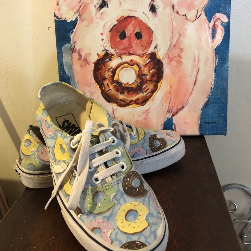 Vans shoes with donuts on them